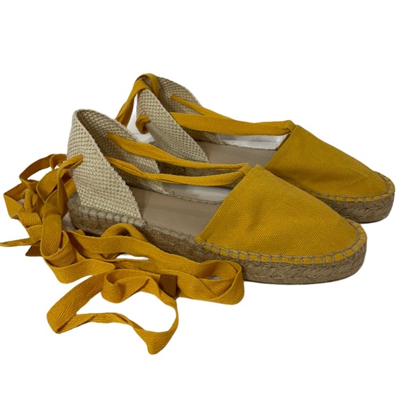 NWT ALDO Seniorita Yellow Wrap Tie Espadrilles 8.5 - Picture 2 of 12